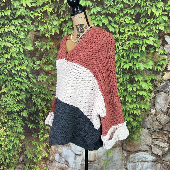 POL Striped Relaxed Fit Sweater, M - Picture 4 of 9